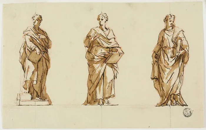 Framed Print : Three Studies for Statue of John Locke, c. 1754. Creators: John Michael Rysbrack, Sir James Thornhill Framed Print : Three Studies for Statue of John Locke, c. 1754. Creators: John Michael Rysbrack, Sir James Thornhill