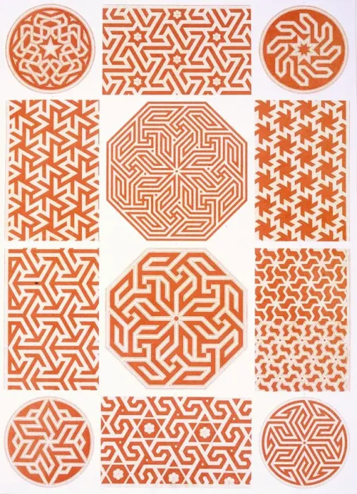 Framed Print : Studies of stucco decoration: various geometric patterns, pub Framed Print : Studies of stucco decoration: various geometric patterns, pub