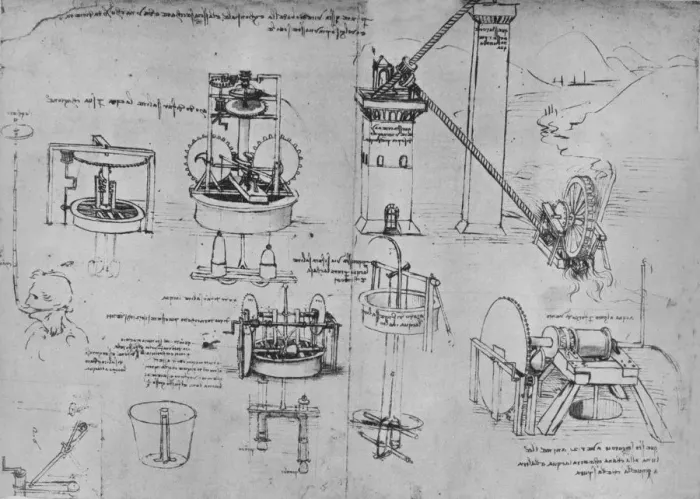 Framed Print : Studies of Suction Pumps, Archimedes Tubes, Etc. c1480 (1945). Artist: Leonardo da Vinci Framed Print : Studies of Suction Pumps, Archimedes Tubes, Etc. c1480 (1945). Artist: Leonardo da Vinci