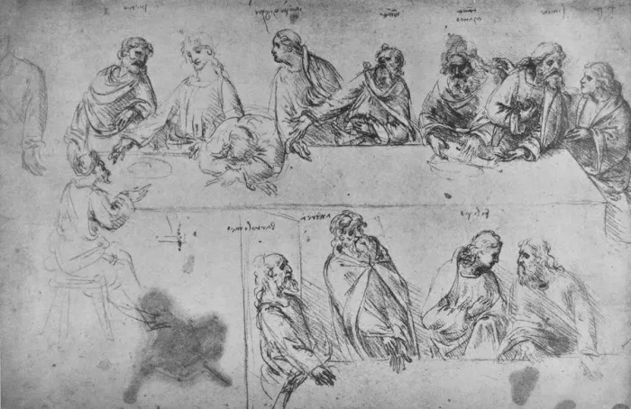 Framed Print : Studies for the Last Supper, c1480 (1945). Artist: Leonardo da Vinci Framed Print : Studies for the Last Supper, c1480 (1945). Artist: Leonardo da Vinci