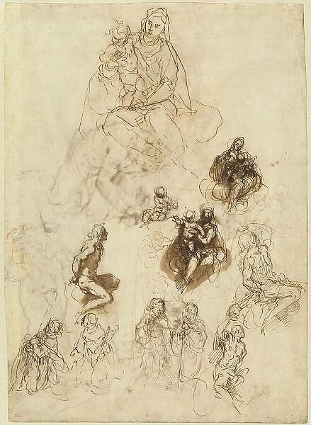 Studies of the Virgin and Child with Saints, c. 1611. Creator: Jacopo Palma