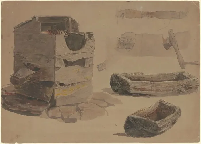 Framed Print : Studies of a Well and Wooden Trough, c. 1870-1900. Creator: Enoch Wood Perry Framed Print : Studies of a Well and Wooden Trough, c. 1870-1900. Creator: Enoch Wood Perry