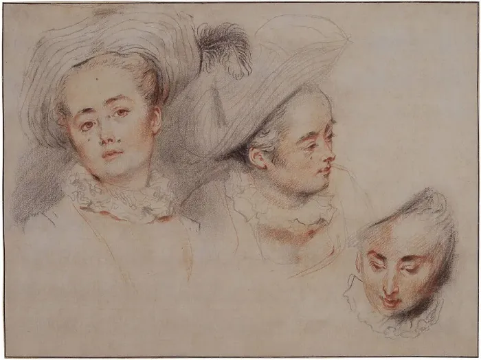 Framed Print : Three Studies of a Young Woman's Head, 1716-1717. Creator: Watteau, Jean Antoine (1684-1721) Framed Print : Three Studies of a Young Woman's Head, 1716-1717. Creator: Watteau, Jean Antoine (1684-1721)
