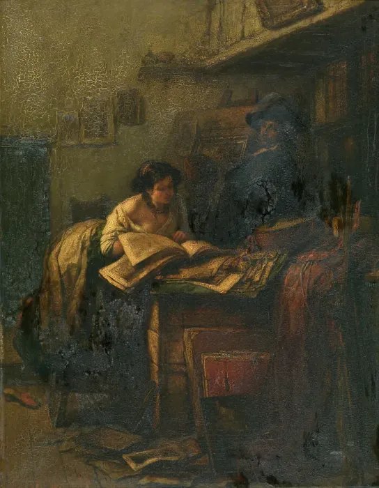 Framed Print : The Studio, 1851. Creator: Jan August Hendrik Leys Framed Print : The Studio, 1851. Creator: Jan August Hendrik Leys
