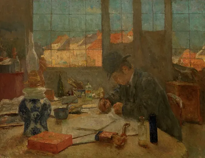 Framed Print : The Studio, 1892. Creator: Evrard Larock