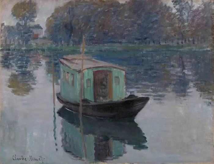 Framed Print : The Studio Boat (Le bateau-atelier), 1874. Artist: Monet, Claude (1840-1926) Framed Print : The Studio Boat (Le bateau-atelier), 1874. Artist: Monet, Claude (1840-1926)