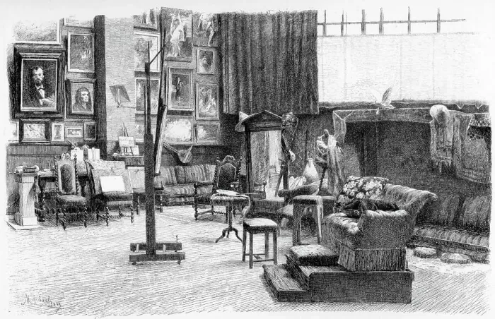 Framed Print : The Studio, c1880-1882. Artist: Alexandre Cabanel Framed Print : The Studio, c1880-1882. Artist: Alexandre Cabanel