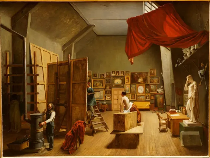 Framed Print : The Studio Interior of Abel de Pujol. Artist: Grandpierre-Deverzy, Adrienne Marie Louise (1798-1869)