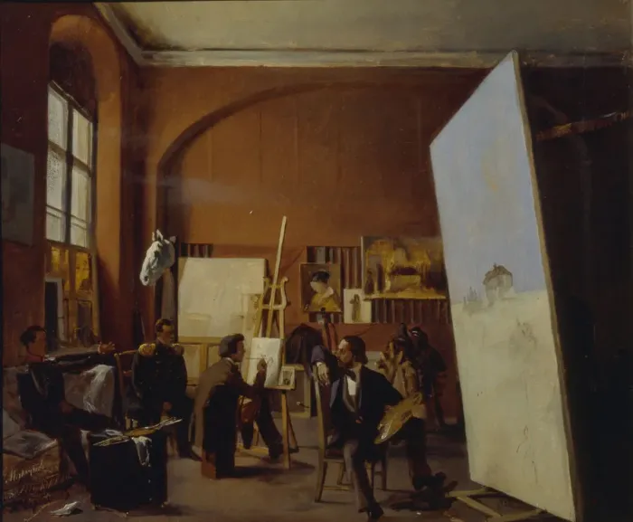 Framed Print : Studio of the painter Count Vasily Maksutov, 1858. Artist: Sorokin, Yevgraf Semyonovich (1821-1892) Framed Print : Studio of the painter Count Vasily Maksutov, 1858. Artist: Sorokin, Yevgraf Semyonovich (1821-1892)