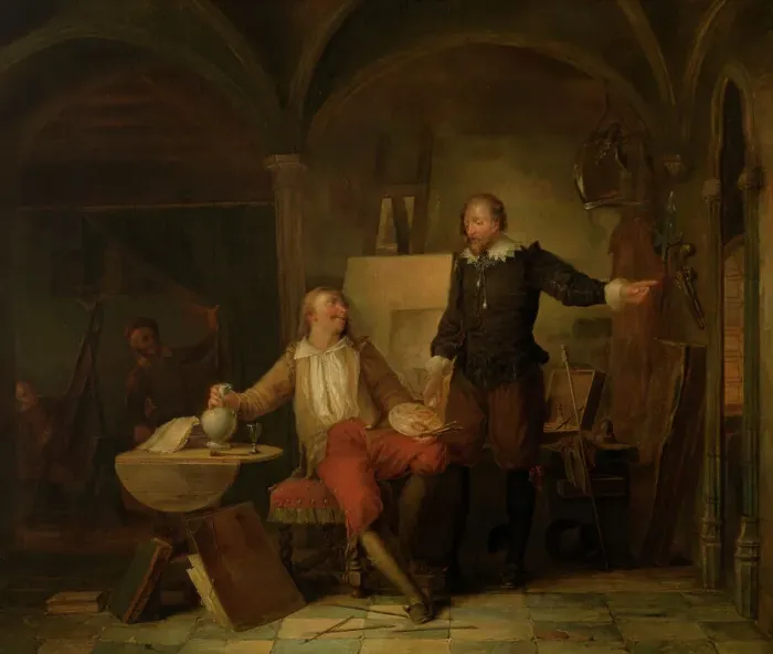 Framed Print : The Studio of the Painter Joos van Craesbeeck, c1640s, (c1870s). Creator: Nicaise de Keyser Framed Print : The Studio of the Painter Joos van Craesbeeck, c1640s, (c1870s). Creator: Nicaise de Keyser