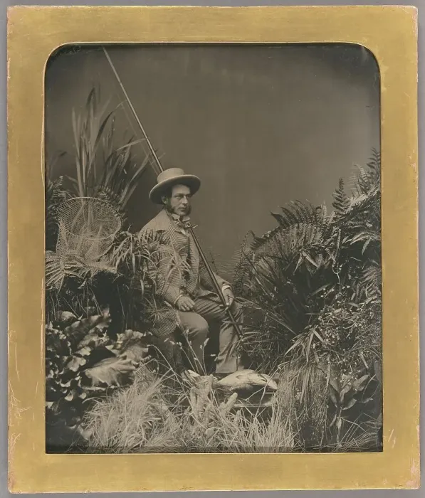 Framed Print : Studio Portrait of a Man Posed with Fishing Gear / The Fisherman, about 1860. Creator: Unknown Framed Print : Studio Portrait of a Man Posed with Fishing Gear / The Fisherman, about 1860. Creator: Unknown