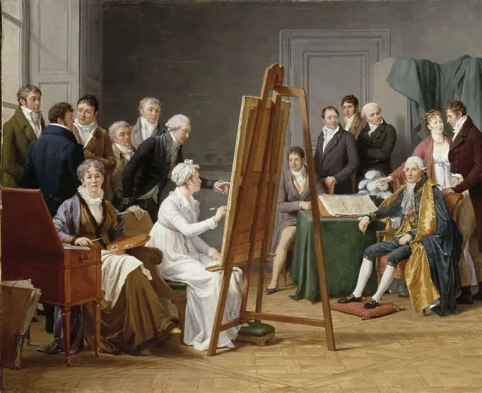 Framed Print : Studio Scene (Adélaïde Labille-Guiard Portrays Joseph-Marie Vien), 1808. Creator: Capet, Marie-Gabrielle (1761-1818) Framed Print : Studio Scene (Adélaïde Labille-Guiard Portrays Joseph-Marie Vien), 1808. Creator: Capet, Marie-Gabrielle (1761-1818)