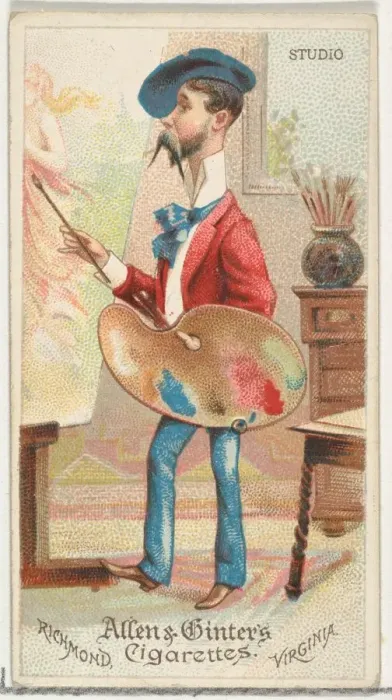Framed Print : Studio, from Worlds Dudes series (N31) for Allen & Ginter Cigarettes, 1888 Framed Print : Studio, from Worlds Dudes series (N31) for Allen & Ginter Cigarettes, 1888