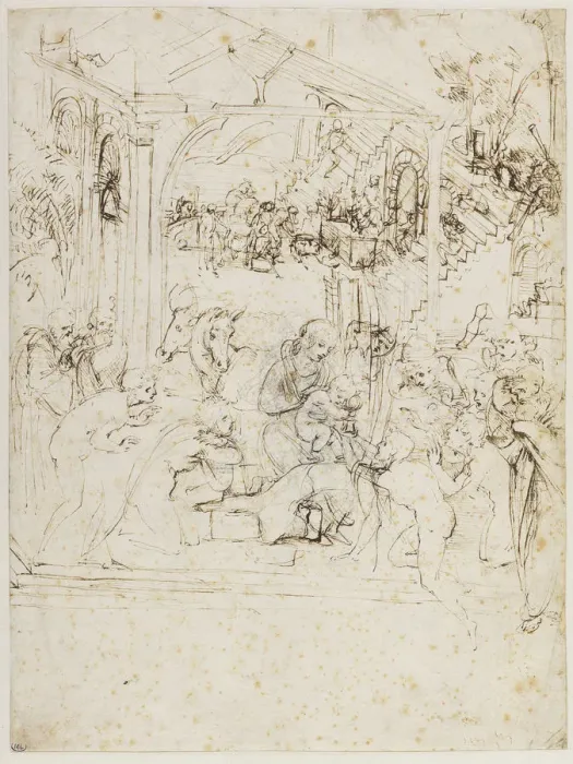Framed Print : Study for the Adoration of the Magi, ca 1481. Creator: Leonardo da Vinci (1452-1519) Framed Print : Study for the Adoration of the Magi, ca 1481. Creator: Leonardo da Vinci (1452-1519)