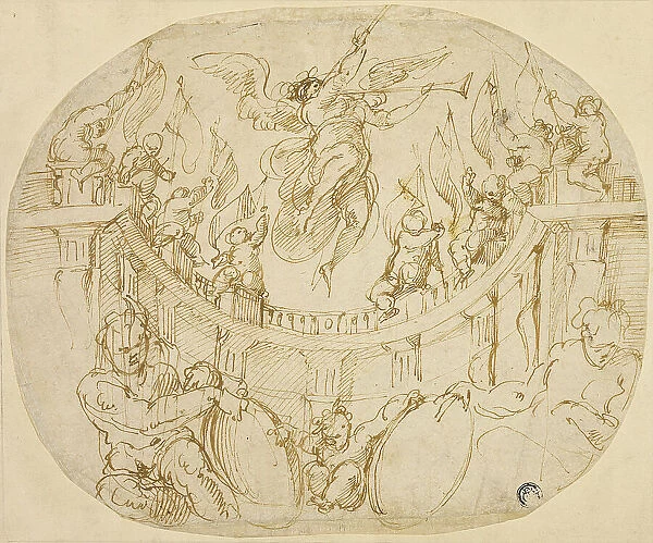 Study for Allegory of Two Quartieri of Florence, 1563 / 65. Creator: Giorgio Vasari