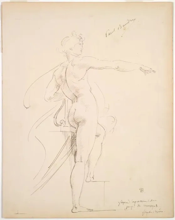 Framed Print : Study of Apollo for Marsyas (recto), late 1860s. Creator: Paul Baudry (French, 1828-1886) Framed Print : Study of Apollo for Marsyas (recto), late 1860s. Creator: Paul Baudry (French, 1828-1886)