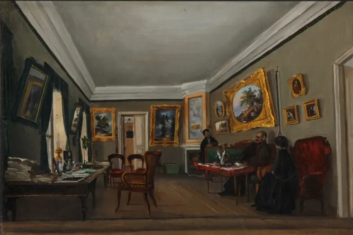 Framed Print : The Study of the author Alexander Sukhovo-Kobylin in Moscow, 1850s. Artist: Sukhovo-Kobylina, Sofia Vasilyevna (1825-1867) Framed Print : The Study of the author Alexander Sukhovo-Kobylin in Moscow, 1850s. Artist: Sukhovo-Kobylina, Sofia Vasilyevna (1825-1867)