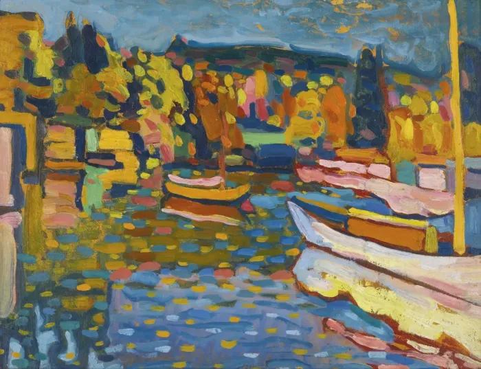 Framed Print : Study for autumn landscape with boats. Artist: Kandinsky, Wassily Vasilyevich (1866-1944) Framed Print : Study for autumn landscape with boats. Artist: Kandinsky, Wassily Vasilyevich (1866-1944)
