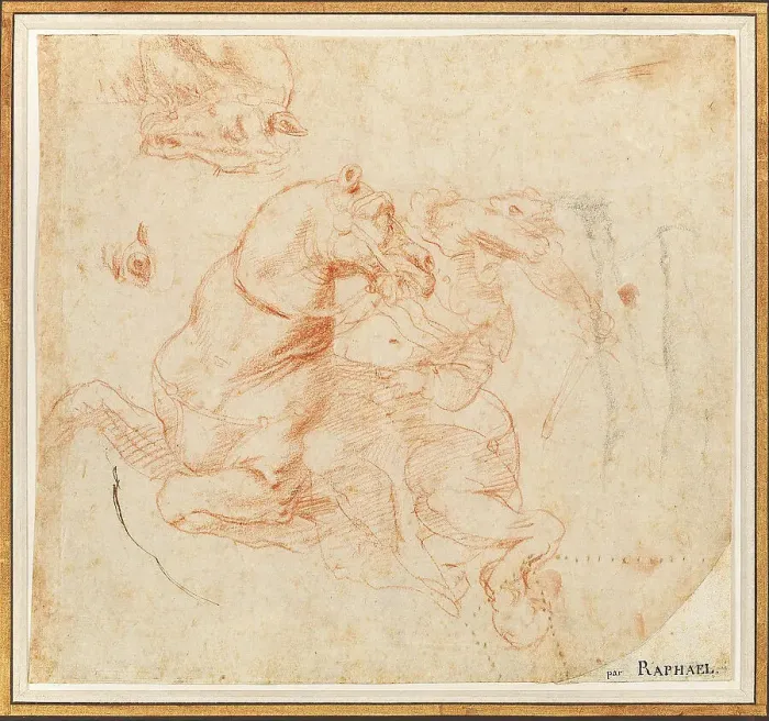 Framed Print : Study for the Battle of the Milvian Bridge, c1516-1517. Creator: Raphael (Raffaello Sanzio da Urbino) (1483-1520) Framed Print : Study for the Battle of the Milvian Bridge, c1516-1517. Creator: Raphael (Raffaello Sanzio da Urbino) (1483-1520)