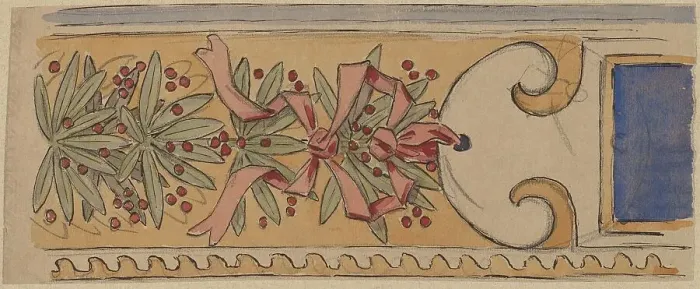 Framed Print : Study for a Border Design, 1890 / 1897. Creator: Charles Sprague Pearce Framed Print : Study for a Border Design, 1890 / 1897. Creator: Charles Sprague Pearce