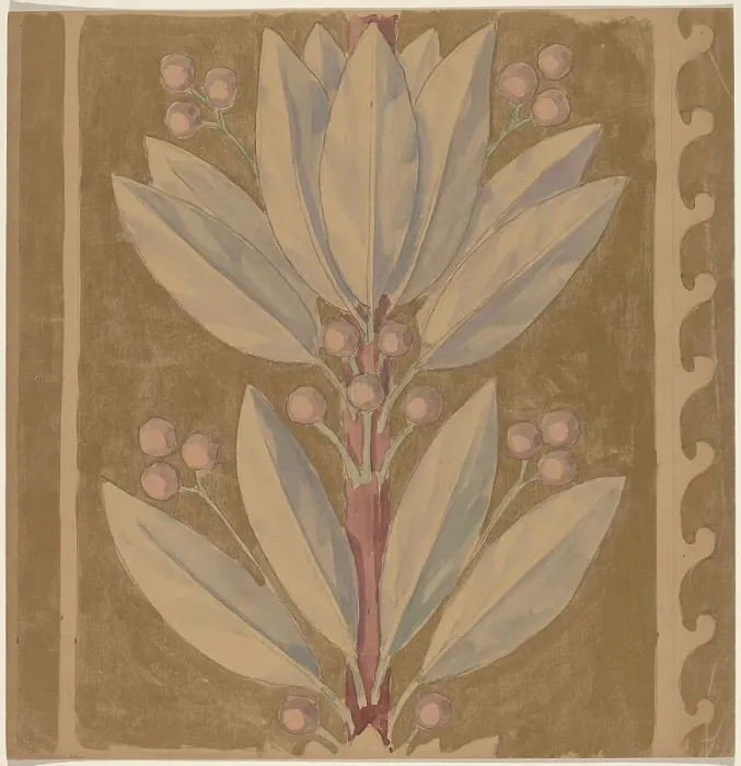 Framed Print : Study for a Border Design [recto], 1890 / 1897. Creator: Charles Sprague Pearce