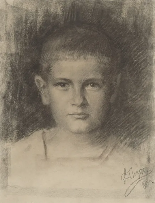 Framed Print : Study of a boy, around 1920. Creator: Ladislav Treskon Framed Print : Study of a boy, around 1920. Creator: Ladislav Treskon