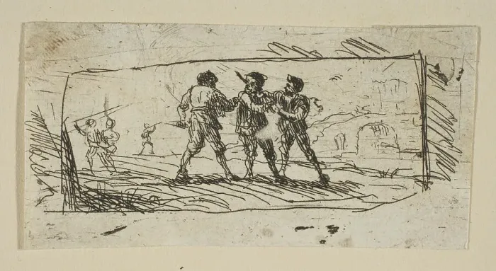 Framed Print : Study with Brigands (Lower Section), ca. 1633. Creator: Claude Lorrain Framed Print : Study with Brigands (Lower Section), ca. 1633. Creator: Claude Lorrain