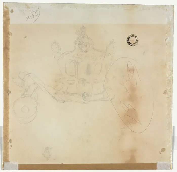 Framed Print : Study for Cab and Front Left Wheel of Coach and Study for Head of Crowned Figure Framed Print : Study for Cab and Front Left Wheel of Coach and Study for Head of Crowned Figure