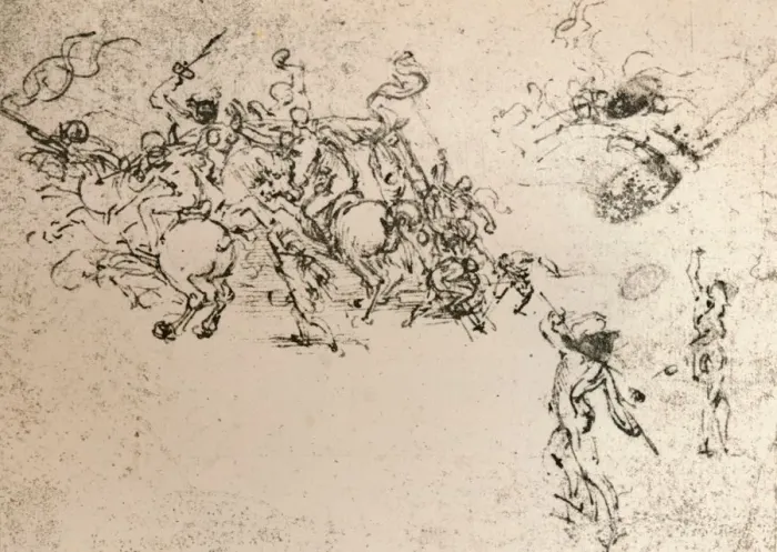 Framed Print : Study for the cartoon of the Battle of Anghiari, c1472-c1505 (1883). Artist: Leonardo da Vinci Framed Print : Study for the cartoon of the Battle of Anghiari, c1472-c1505 (1883). Artist: Leonardo da Vinci