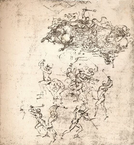 Study for the cartoon of the Battle of Anghiari, c1472-c1505 (1883). Artist: Leonardo da Vinci