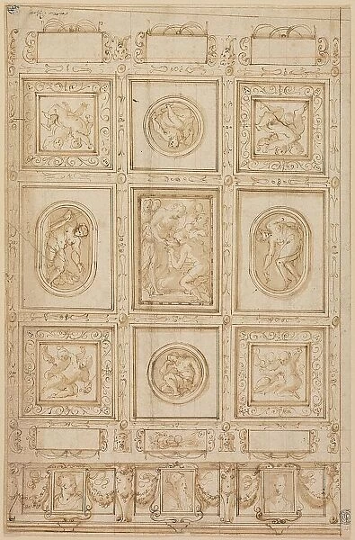 Study for a Ceiling Decoration, with Rebecca and Eliezer at the Well (recto); Study... 1569 / 73. Creator: Giorgio Vasari