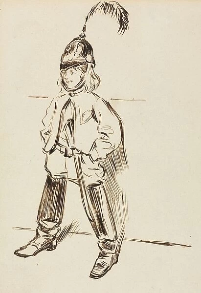 Study of a Child in Helmet and Boots. Creator: Charles Samuel Keene (British, 1823-1891)
