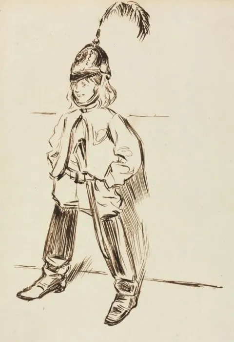 Framed Print : Study of a Child in Helmet and Boots. Creator: Charles Samuel Keene (British, 1823-1891) Framed Print : Study of a Child in Helmet and Boots. Creator: Charles Samuel Keene (British, 1823-1891)