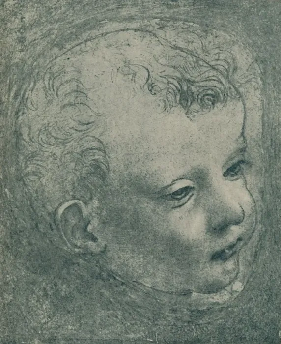 Framed Print : Study of a Childs Head, 1482-1483, (1932). Artist: Leonardo da Vinci