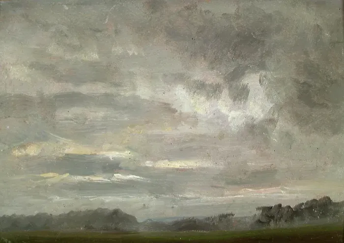 Framed Print : Study of Clouds over Fields, c1810-1850. Creator: Johan Christian Dahl
