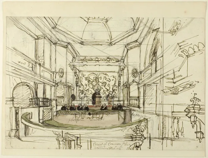 Framed Print : Study for Court of Common Pleas, Westminster Hall, from Microcosm of London, 1807 Framed Print : Study for Court of Common Pleas, Westminster Hall, from Microcosm of London, 1807