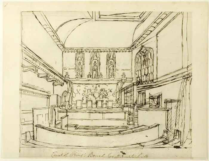 Framed Print : Study for Court of Kings Bench, Westminster Hall, from Microcosm of London, c. 1808 Framed Print : Study for Court of Kings Bench, Westminster Hall, from Microcosm of London, c. 1808