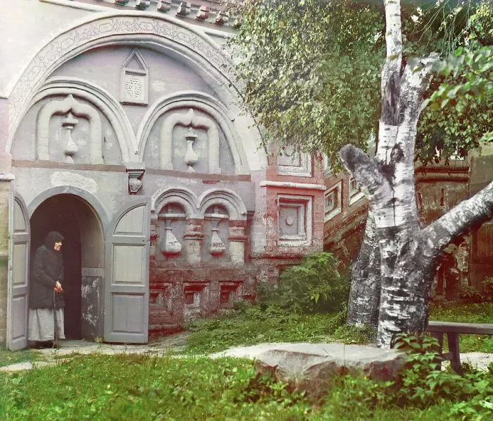 Framed Print : Study; in the courtyard of the Church of the Resurrection, Kostroma, 1910. Creator: Sergey Mikhaylovich Prokudin-Gorsky Framed Print : Study; in the courtyard of the Church of the Resurrection, Kostroma, 1910. Creator: Sergey Mikhaylovich Prokudin-Gorsky