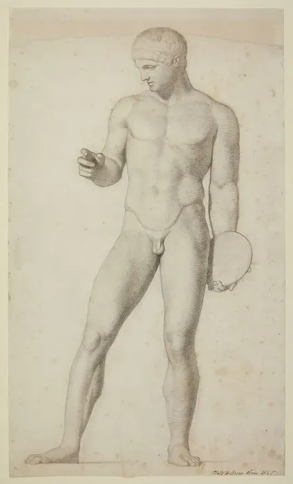 Framed Print : Study of a Discobolus sculpture, 1845. Creator: Frederick Augustus Sandys Framed Print : Study of a Discobolus sculpture, 1845. Creator: Frederick Augustus Sandys