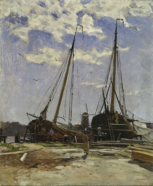 Study for Dordrecht Harbour, 1880, Göteborgs konstmuseum. Creator: Carl Skanberg