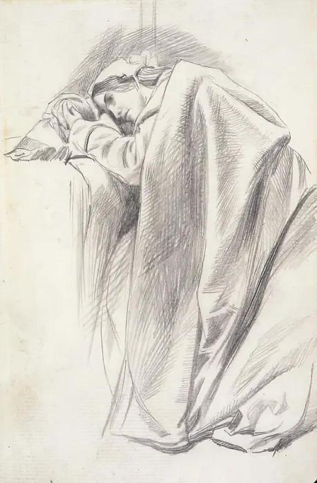 Framed Print : Study of a Draped Female Figure, Reclining, c1843-1891. Creator: Charles Samuel Keene Framed Print : Study of a Draped Female Figure, Reclining, c1843-1891. Creator: Charles Samuel Keene