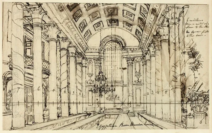 Framed Print : Study for Egyptian Hall Mansion House, from Microcosm of London, c. 1809 Framed Print : Study for Egyptian Hall Mansion House, from Microcosm of London, c. 1809