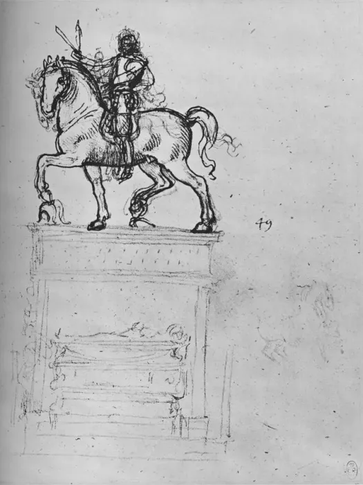 Framed Print : Study for an Equestrian Monument, c1480 (1945). Artist: Leonardo da Vinci