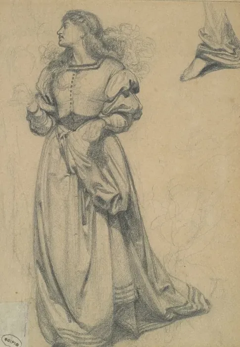 Framed Print : Study for female figure in engraved illustration to Amor Mundi, (c1865). Creator: Frederick Augustus Sandys Framed Print : Study for female figure in engraved illustration to Amor Mundi, (c1865). Creator: Frederick Augustus Sandys