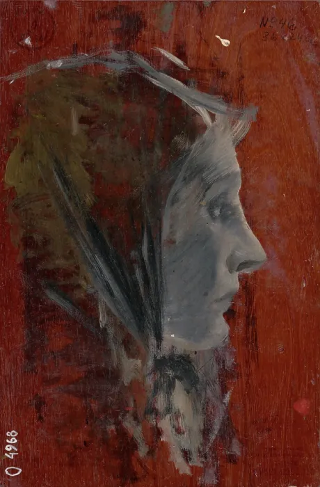 Framed Print : Study of Female Head from Profile, 1880-1900. Creator: Ladislav Mednyanszky Framed Print : Study of Female Head from Profile, 1880-1900. Creator: Ladislav Mednyanszky