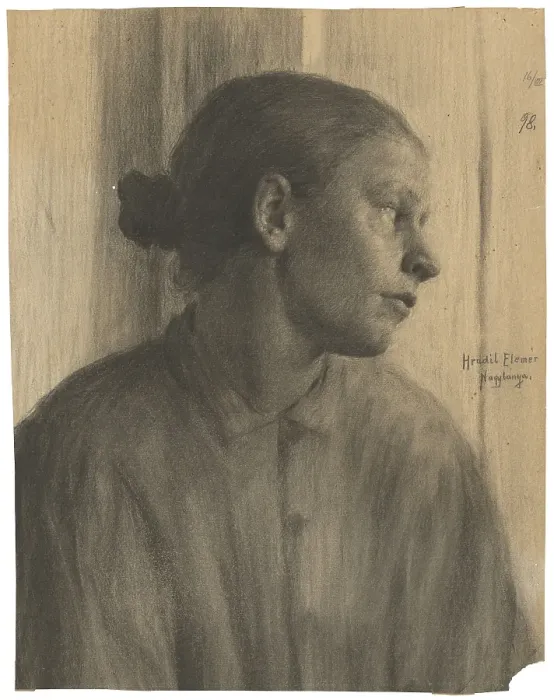 Framed Print : Study of a female head in profile, 1898. Creator: Elemir Halasz-Hradil Framed Print : Study of a female head in profile, 1898. Creator: Elemir Halasz-Hradil
