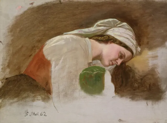 Framed Print : Study for After the Fight, 1862. Creator: Adolph Tidemand Framed Print : Study for After the Fight, 1862. Creator: Adolph Tidemand