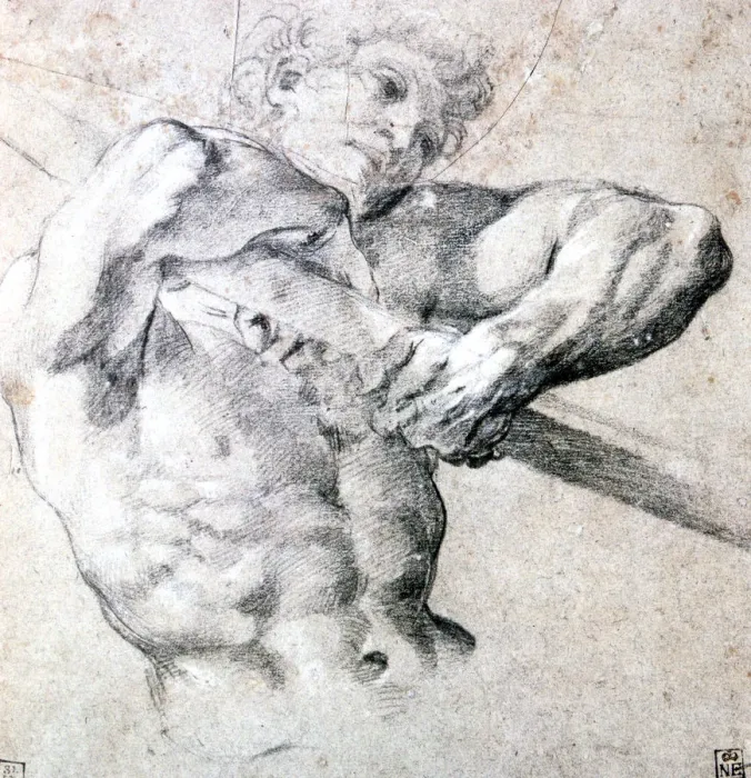 Framed Print : Study of a Figure, c1575-1619. Artist: Lodovico Carracci Framed Print : Study of a Figure, c1575-1619. Artist: Lodovico Carracci
