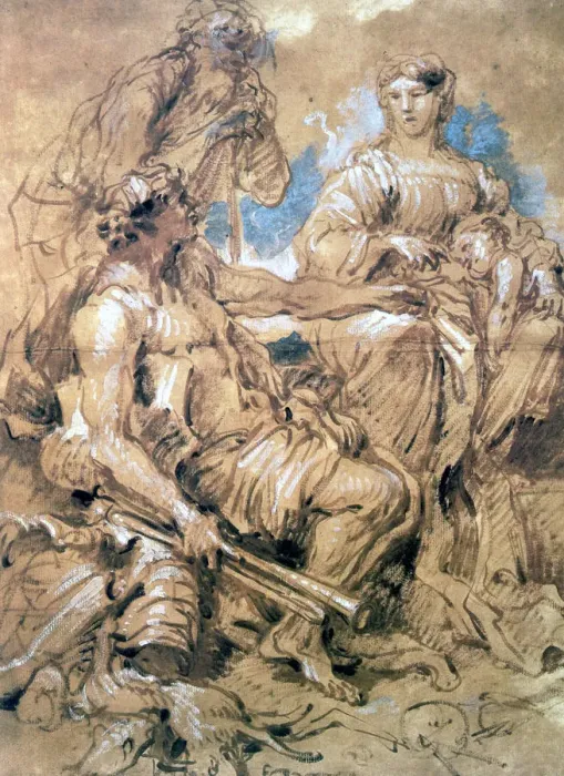 Framed Print : Study of Figures in Costume, c1635-1670. Artist: Giovanni Benedetto Castiglione Framed Print : Study of Figures in Costume, c1635-1670. Artist: Giovanni Benedetto Castiglione
