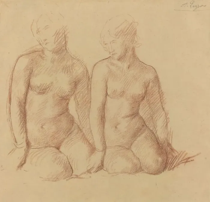Framed Print : Study of Two Figures Seated Side by Side. Creator: Alphonse Legros Framed Print : Study of Two Figures Seated Side by Side. Creator: Alphonse Legros